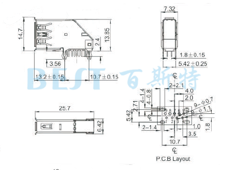 USB插座USB-A-05 3.0參考圖紙