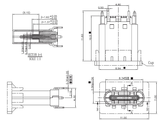 USB插座USB-C-02_參考圖紙